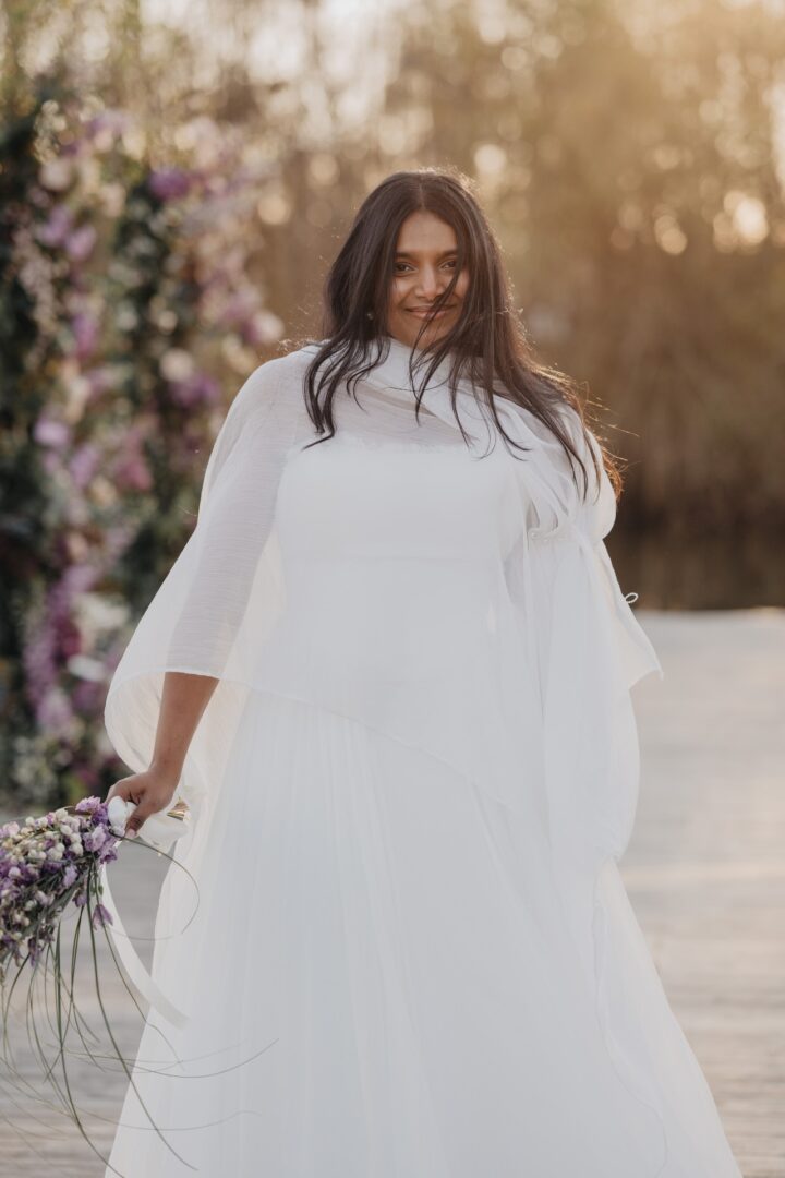 portrait mariée sunset brindos anglet bouquet